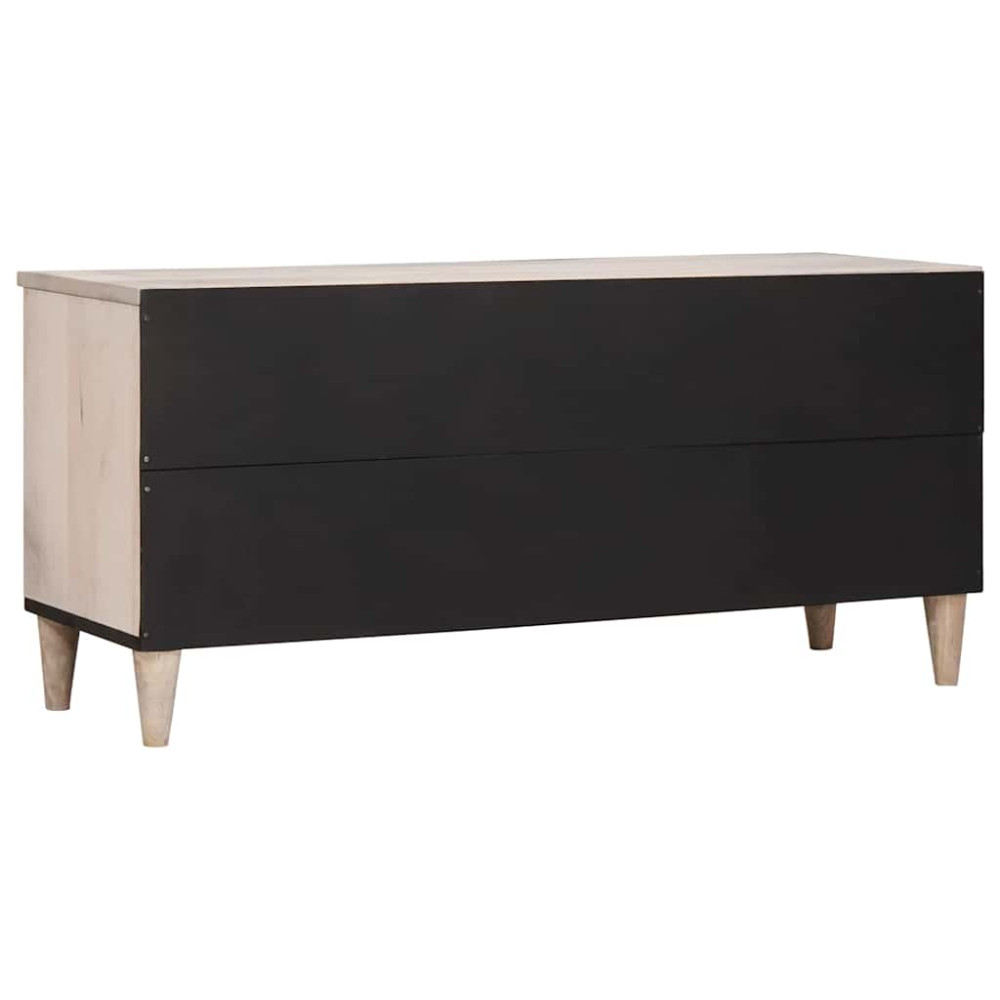 Produktbild för TV-skåp med låda Blekt Vitt 100 x 33 x 46 cm Massivt mangoträ