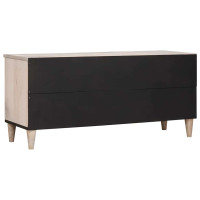 Produktbild för TV-skåp med låda Blekt Vitt 100 x 33 x 46 cm Massivt mangoträ