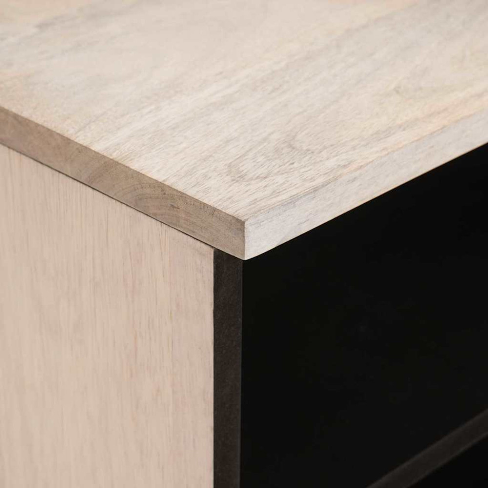 Produktbild för TV-skåp med låda Blekt Vitt 100 x 33 x 46 cm Massivt mangoträ