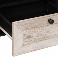 Produktbild för TV-skåp med låda Blekt Vitt 100 x 33 x 46 cm Massivt mangoträ