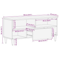 Produktbild för TV-skåp med låda Blekt Vitt 100 x 33 x 46 cm Massivt mangoträ