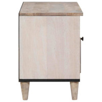 Produktbild för TV-skåp med låda Blekt Vitt 80 x 33 x 46 cm Massivt mangoträ