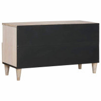 Produktbild för TV-skåp med låda Blekt Vitt 80 x 33 x 46 cm Massivt mangoträ