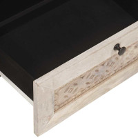 Produktbild för TV-skåp med låda Blekt Vitt 80 x 33 x 46 cm Massivt mangoträ
