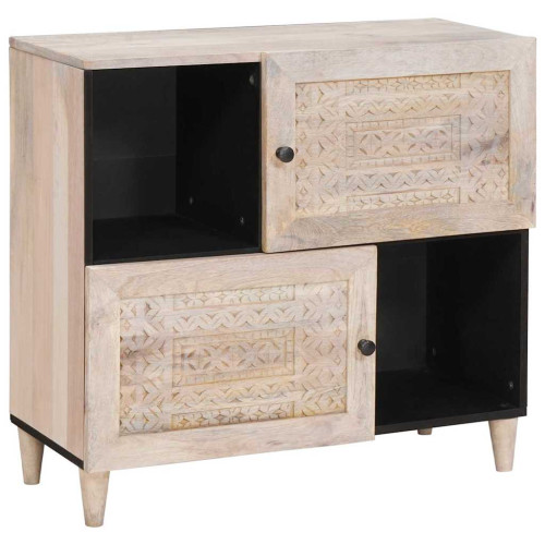 vidaXL Sideboard Blekt Vitt 80 x 33 x 75 cm Massivt mangoträ