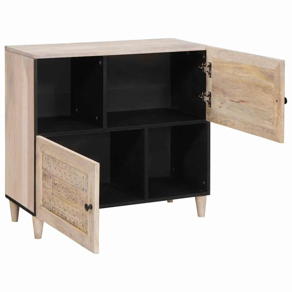 Produktbild för Sideboard Blekt Vitt 80 x 33 x 75 cm Massivt mangoträ