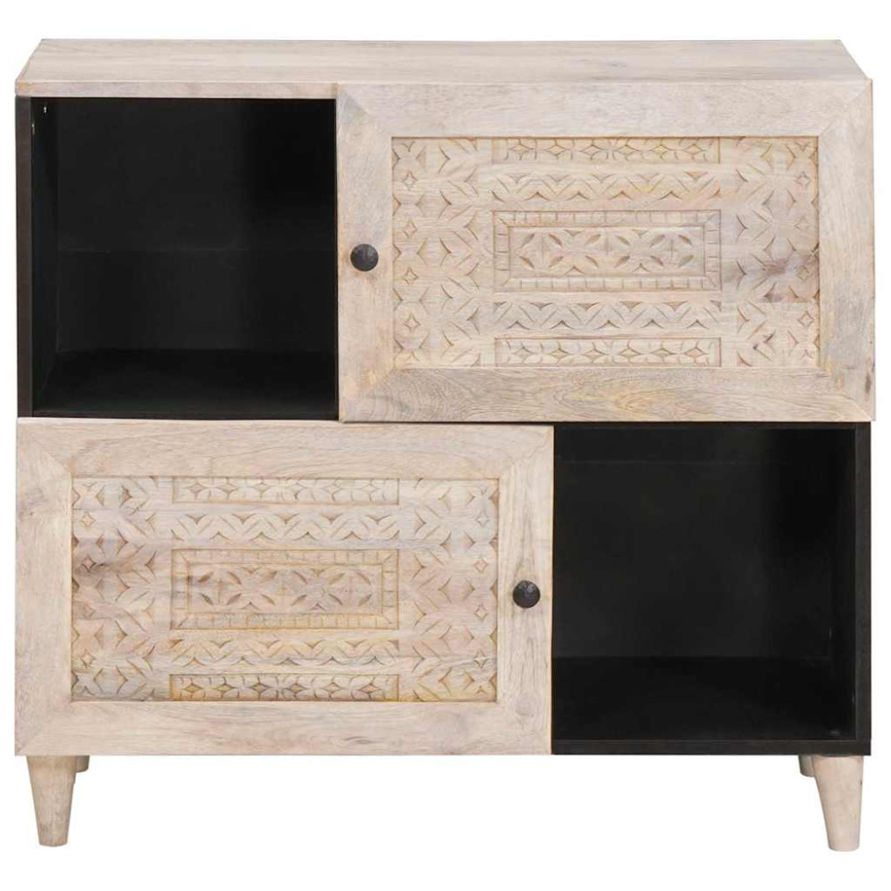 Produktbild för Sideboard Blekt Vitt 80 x 33 x 75 cm Massivt mangoträ