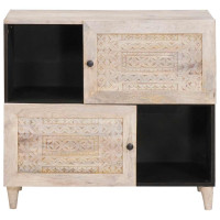 Produktbild för Sideboard Blekt Vitt 80 x 33 x 75 cm Massivt mangoträ