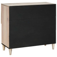Produktbild för Sideboard Blekt Vitt 80 x 33 x 75 cm Massivt mangoträ