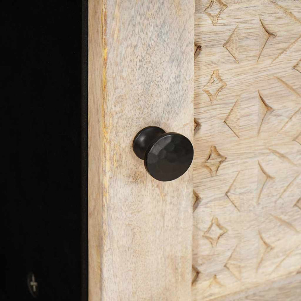 Produktbild för Sideboard Blekt Vitt 80 x 33 x 75 cm Massivt mangoträ