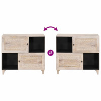Produktbild för Sideboard Blekt Vitt 80 x 33 x 75 cm Massivt mangoträ