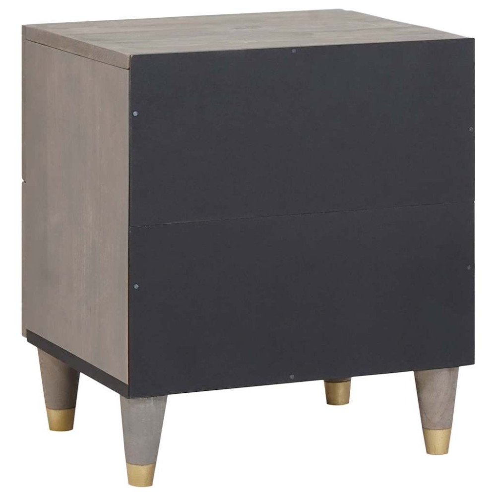 Produktbild för Nattduksbord 2 pcs Grå 40 x 33 x 46 cm Massivt mangoträ