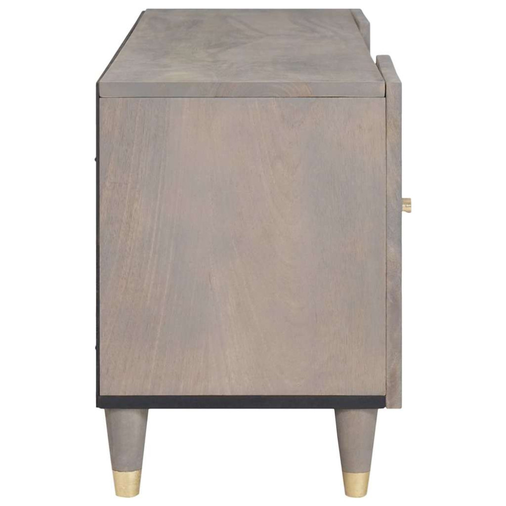Produktbild för TV-skåp med hylla Grå 105 x 33 x 46 cm Massivt mangoträ