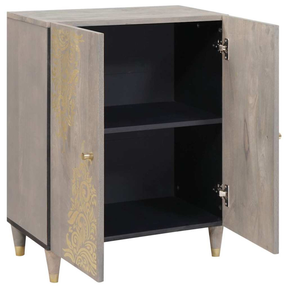 Produktbild för Sideboard Grå och Guld 60 x 33 x 75 cm Massivt mangoträ