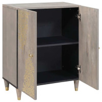 Produktbild för Sideboard Grå och Guld 60 x 33 x 75 cm Massivt mangoträ