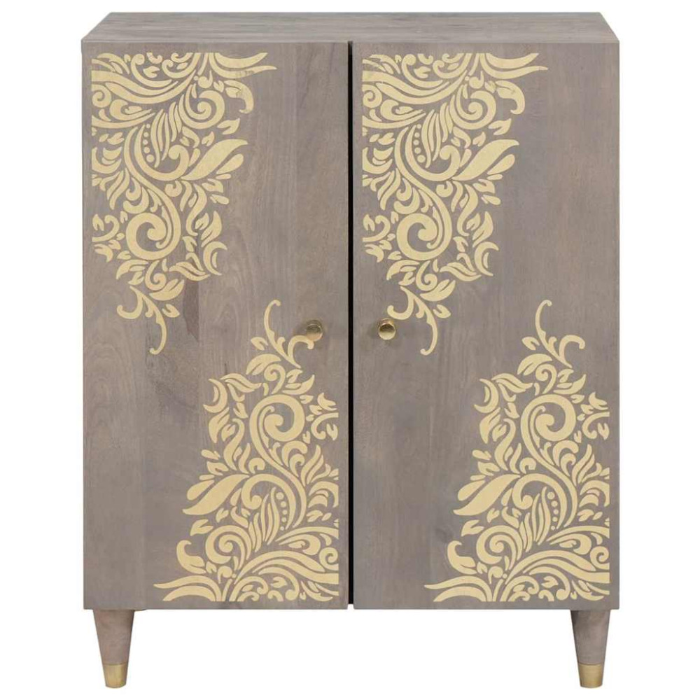 Produktbild för Sideboard Grå och Guld 60 x 33 x 75 cm Massivt mangoträ