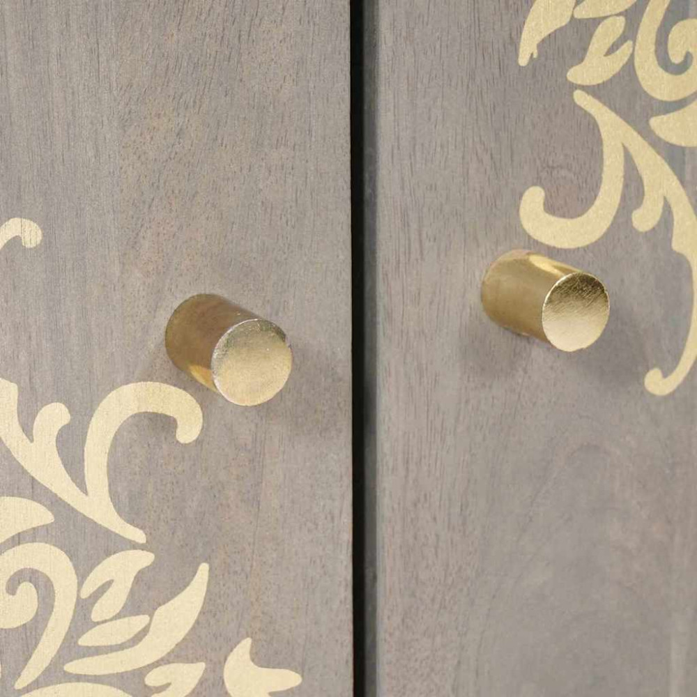 Produktbild för Sideboard Grå och Guld 60 x 33 x 75 cm Massivt mangoträ