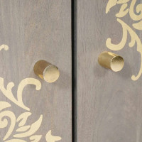 Produktbild för Sideboard Grå och Guld 60 x 33 x 75 cm Massivt mangoträ