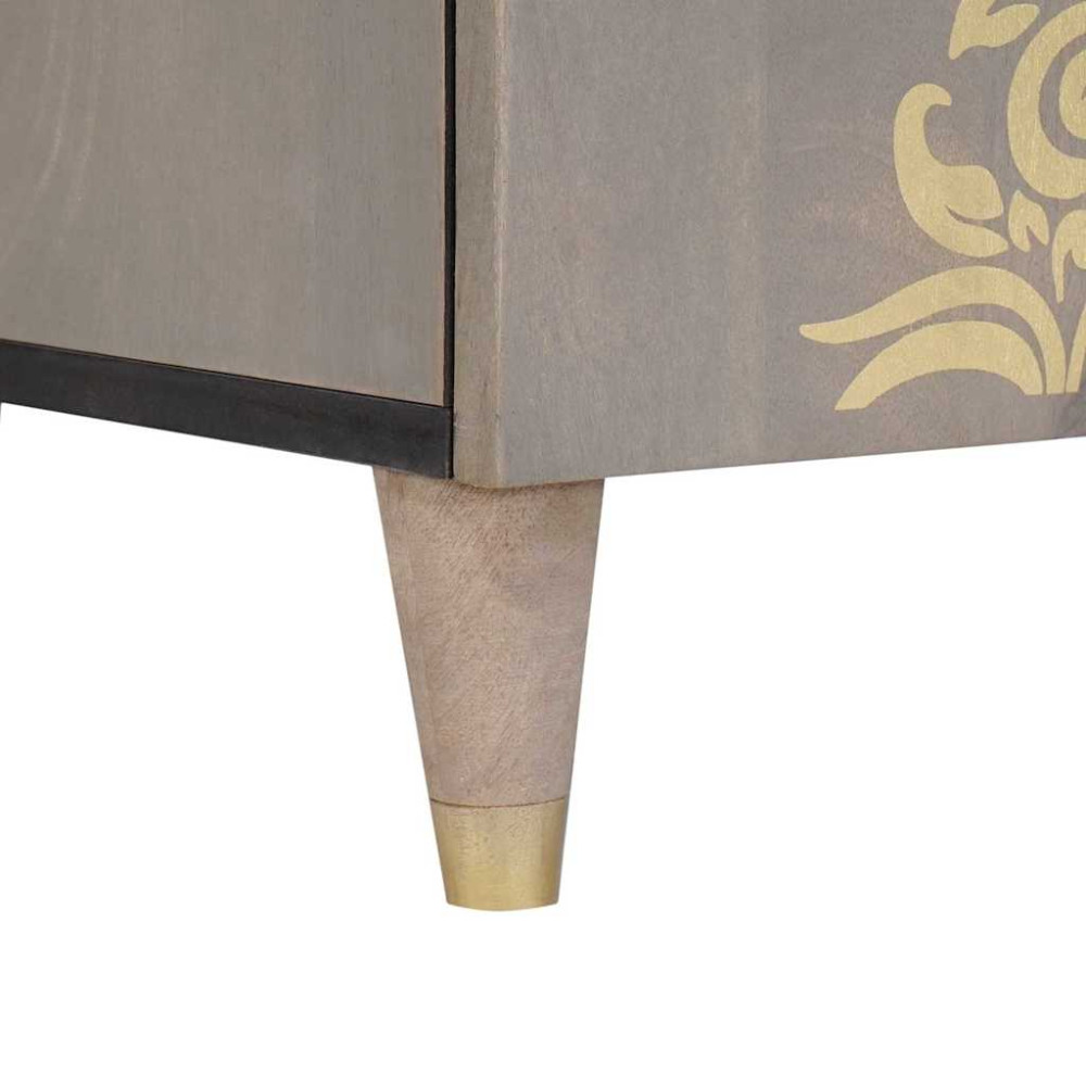 Produktbild för Sideboard Grå och Guld 60 x 33 x 75 cm Massivt mangoträ