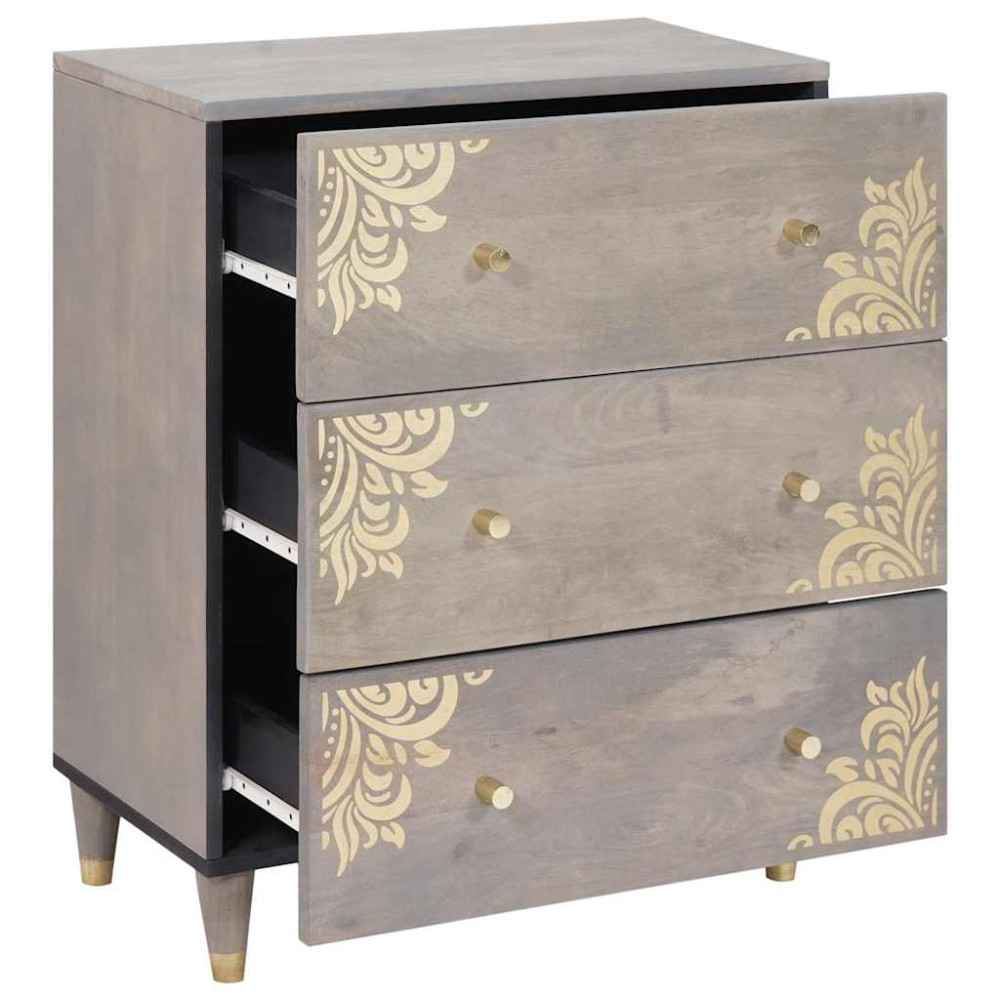 Produktbild för Sideboard Grå och Guld 60 x 33 x 75 cm Massivt mangoträ