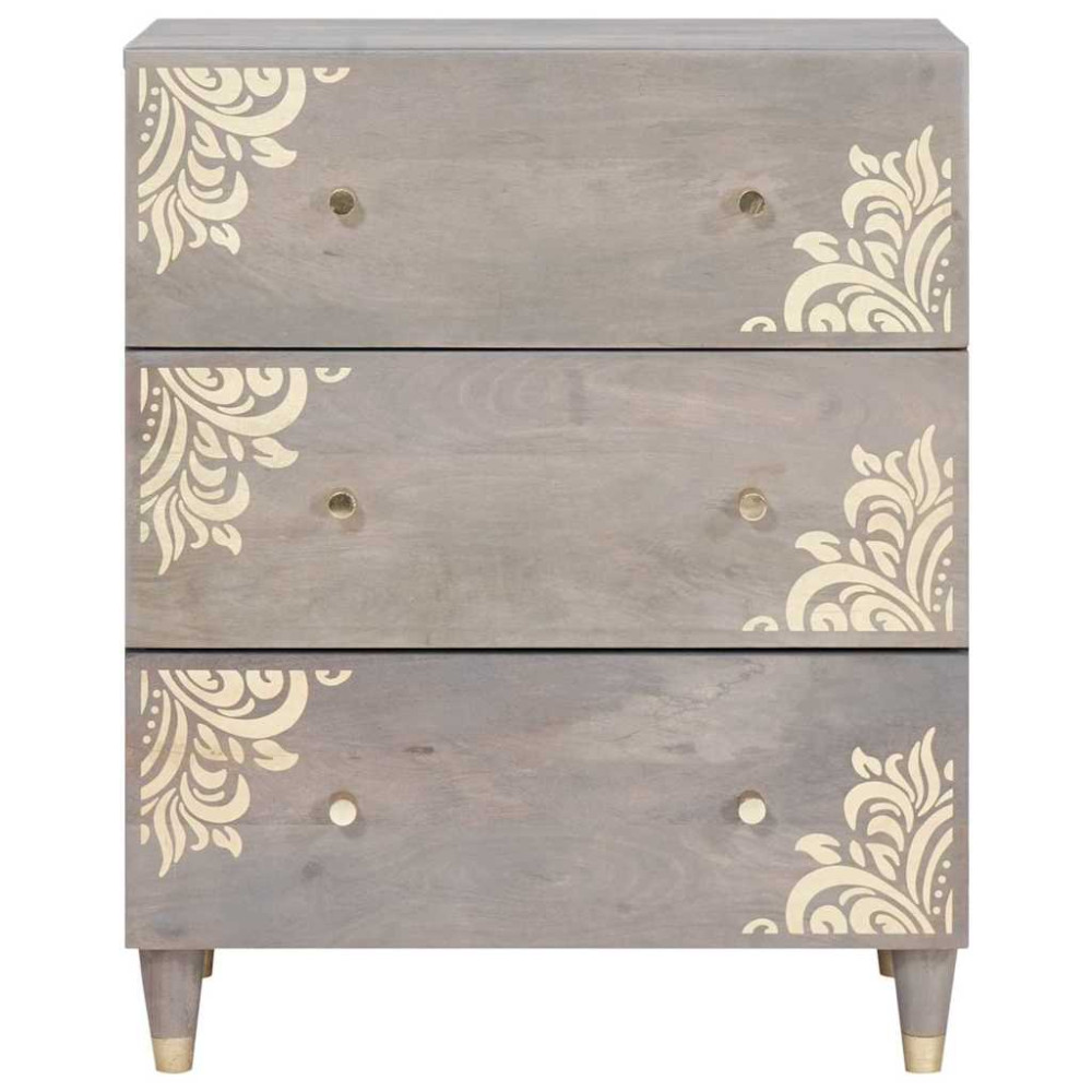 Produktbild för Sideboard Grå och Guld 60 x 33 x 75 cm Massivt mangoträ