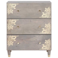 Produktbild för Sideboard Grå och Guld 60 x 33 x 75 cm Massivt mangoträ