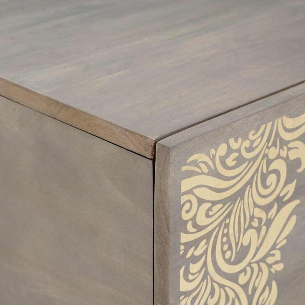 Produktbild för Kaffeebord Grå 100 x 54 x 40 cm Massivt mangoträ