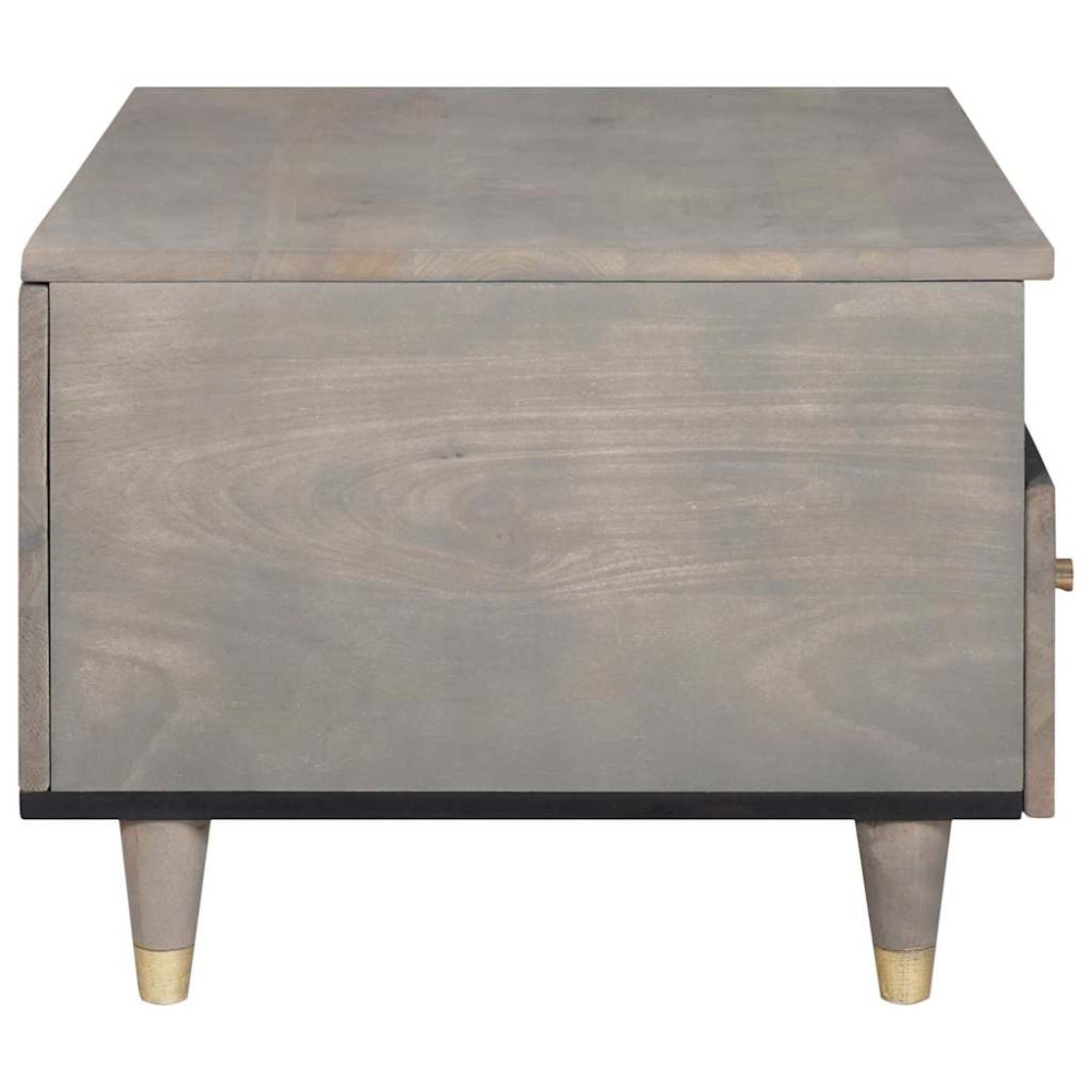 Produktbild för Kaffeebord med låda Grå 80 x 54 x 40 cm Massivt mangoträ