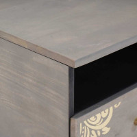 Produktbild för Kaffeebord med låda Grå 80 x 54 x 40 cm Massivt mangoträ