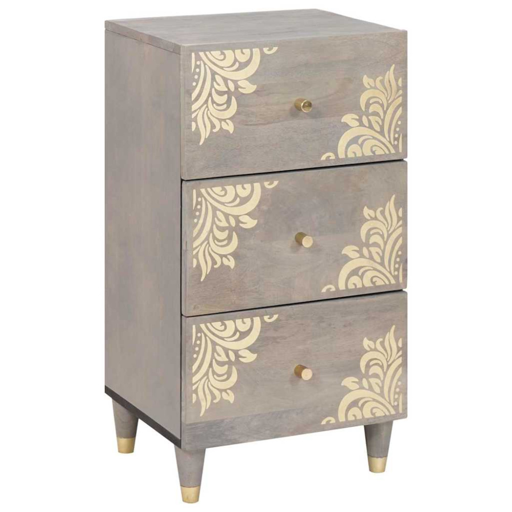 Produktbild för Sideboard Grå och Guld 40 x 33 x 75 cm Massivt mangoträ
