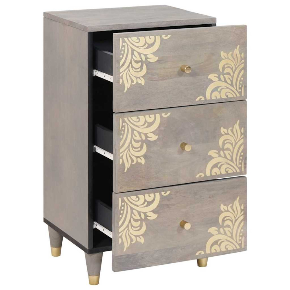 Produktbild för Sideboard Grå och Guld 40 x 33 x 75 cm Massivt mangoträ
