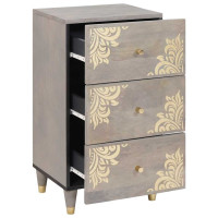 Produktbild för Sideboard Grå och Guld 40 x 33 x 75 cm Massivt mangoträ