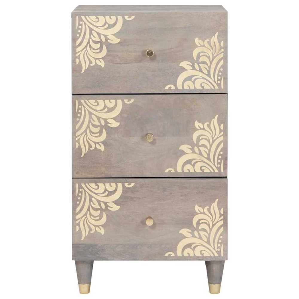 Produktbild för Sideboard Grå och Guld 40 x 33 x 75 cm Massivt mangoträ