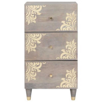 Produktbild för Sideboard Grå och Guld 40 x 33 x 75 cm Massivt mangoträ