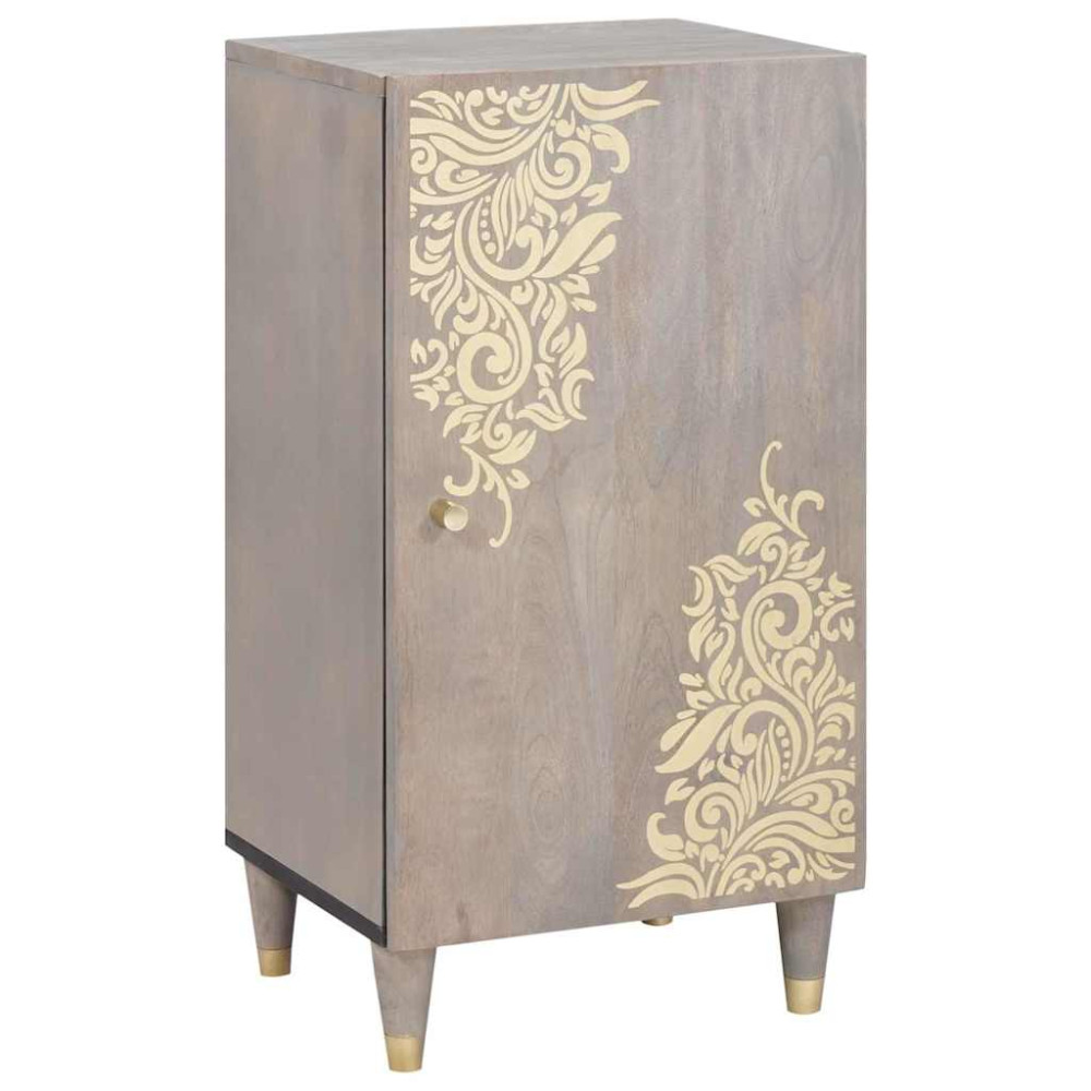 Produktbild för Sideboard Grå och Guld 40 x 33 x 75 cm Massivt mangoträ