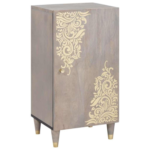 vidaXL Sideboard Grå och Guld 40 x 33 x 75 cm Massivt mangoträ
