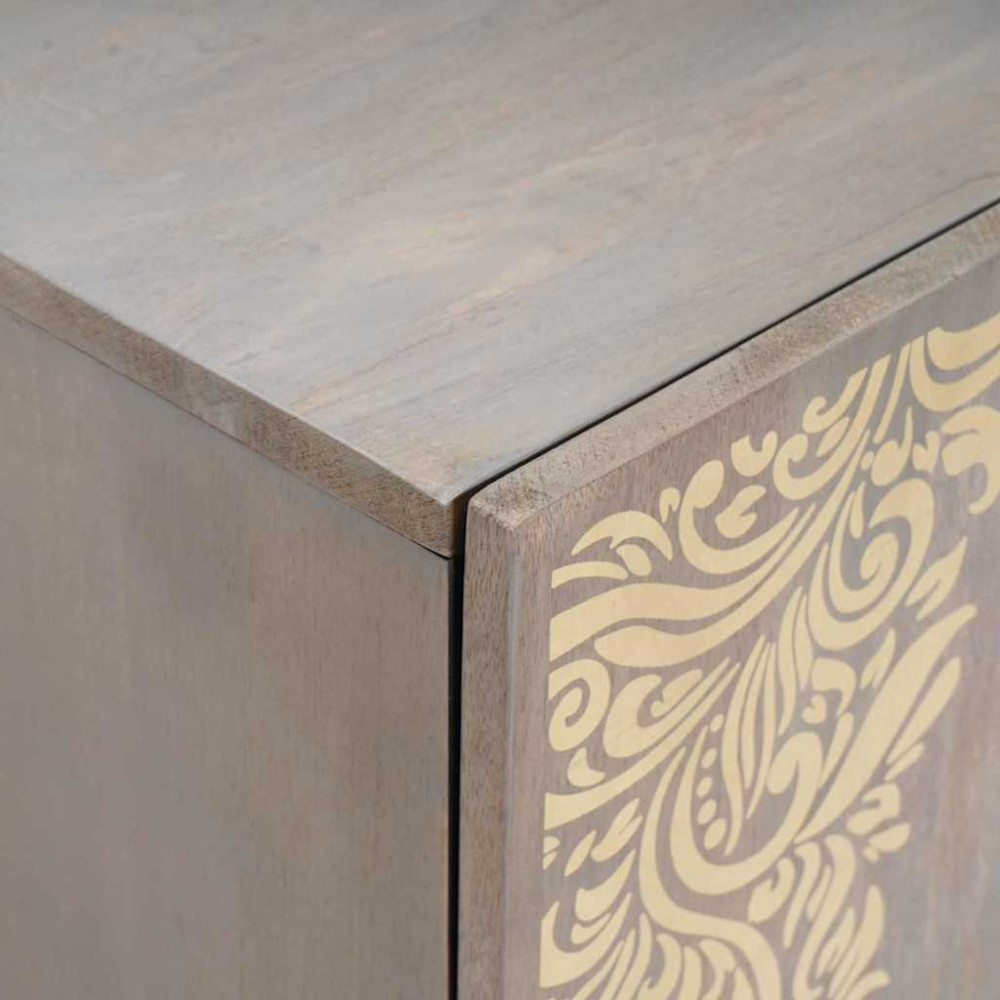Produktbild för Sideboard Grå och Guld 40 x 33 x 75 cm Massivt mangoträ