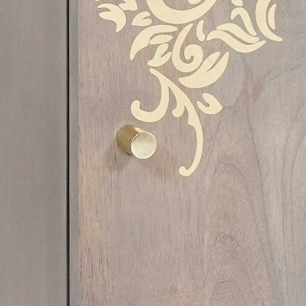 Produktbild för Sideboard Grå och Guld 40 x 33 x 75 cm Massivt mangoträ