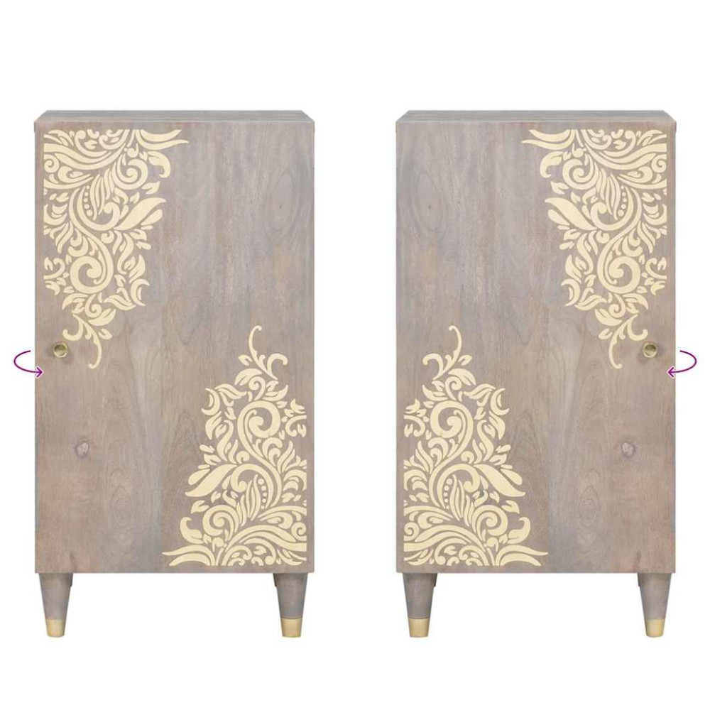 Produktbild för Sideboard Grå och Guld 40 x 33 x 75 cm Massivt mangoträ