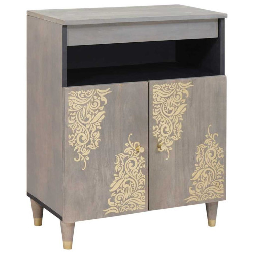 vidaXL Sideboard Grå och Guld 60 x 33 x 75 cm Massivt mangoträ