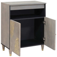 Produktbild för Sideboard Grå och Guld 60 x 33 x 75 cm Massivt mangoträ