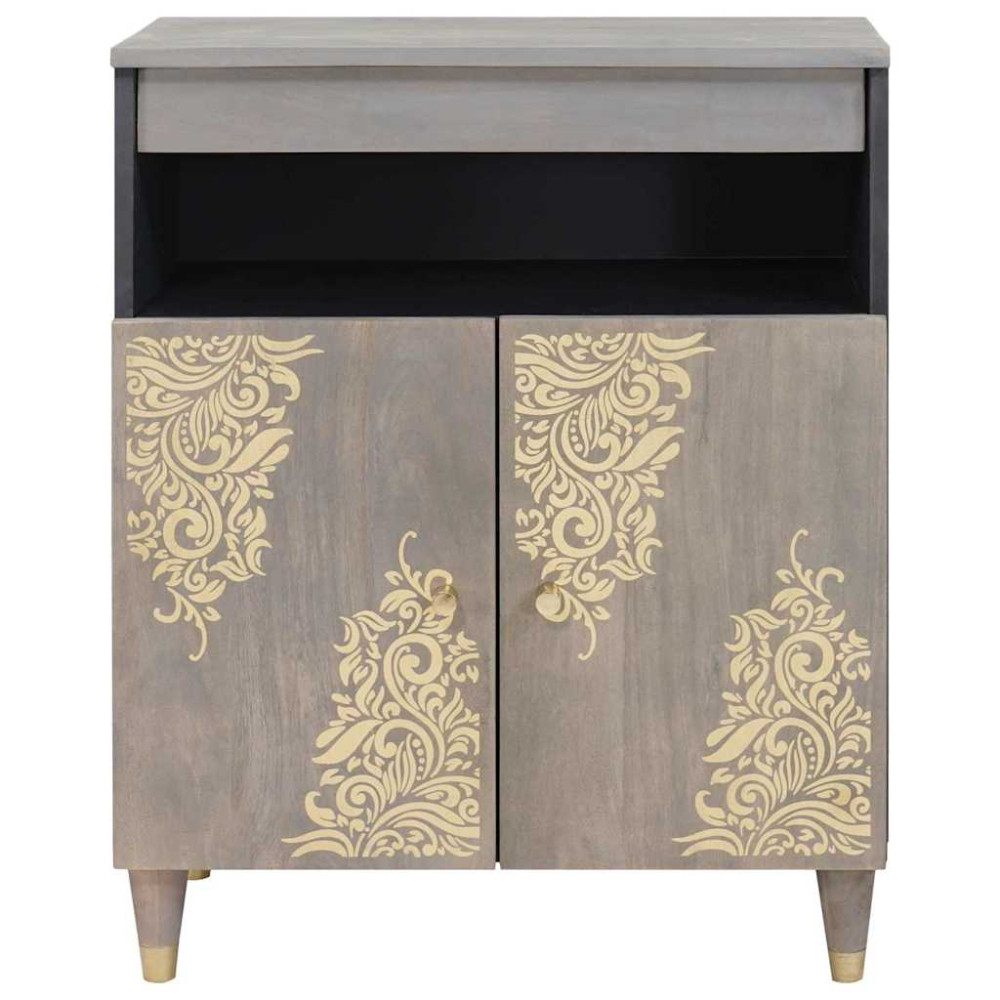 Produktbild för Sideboard Grå och Guld 60 x 33 x 75 cm Massivt mangoträ