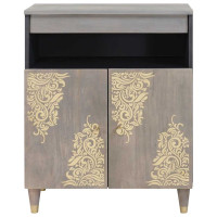Produktbild för Sideboard Grå och Guld 60 x 33 x 75 cm Massivt mangoträ