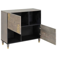 Produktbild för Sideboard Grå och Guld 80 x 33 x 75 cm Massivt mangoträ