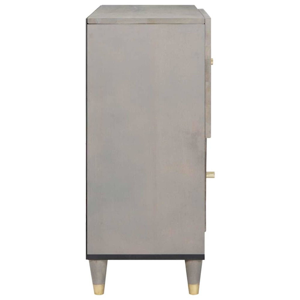 Produktbild för Sideboard Grå och Guld 80 x 33 x 75 cm Massivt mangoträ