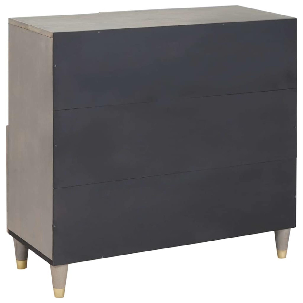Produktbild för Sideboard Grå och Guld 80 x 33 x 75 cm Massivt mangoträ
