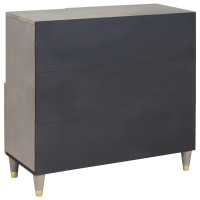Produktbild för Sideboard Grå och Guld 80 x 33 x 75 cm Massivt mangoträ