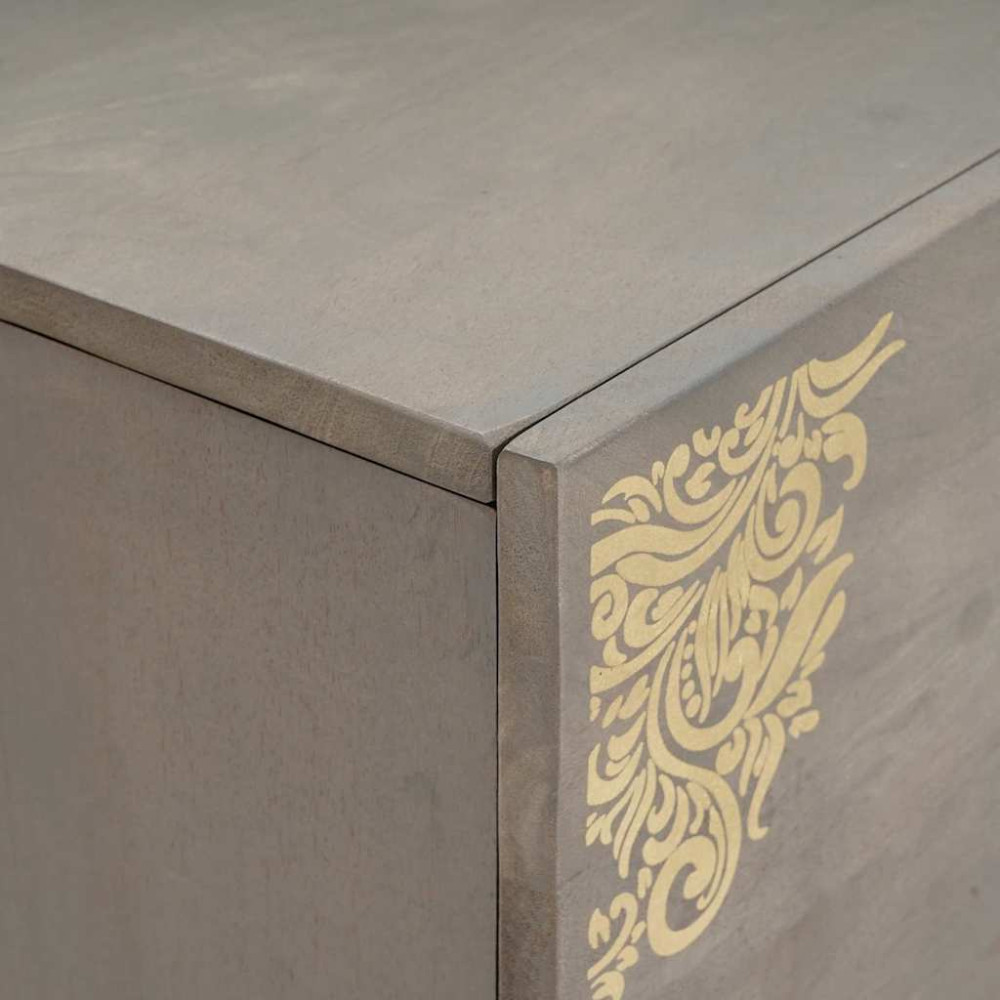 Produktbild för Sideboard Grå och Guld 80 x 33 x 75 cm Massivt mangoträ