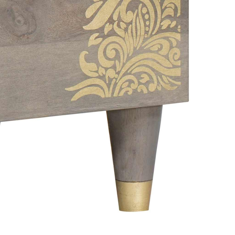 Produktbild för Sideboard Grå och Guld 80 x 33 x 75 cm Massivt mangoträ