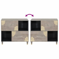 Produktbild för Sideboard Grå och Guld 80 x 33 x 75 cm Massivt mangoträ
